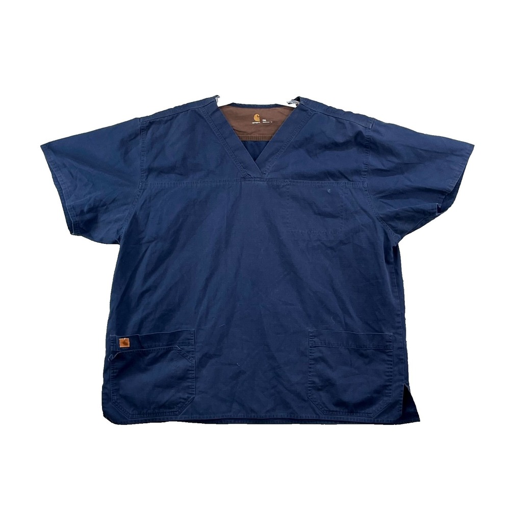 Carhartt Scrub Top Unisex 2XL Blue Ripstop Professional Nursing Utility Medical